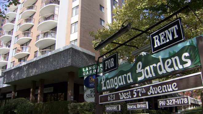The Langara Gardens apartment complex is seen in this image from Oct. 11, 2018.